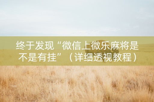 终于发现“微信上微乐麻将是不是有挂”（详细透视教程）-哔哩哔哩
