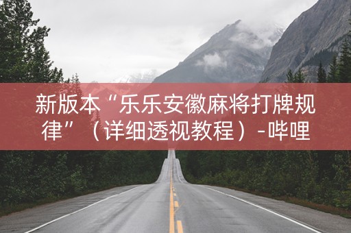 新版本“乐乐安徽麻将打牌规律”（详细透视教程）-哔哩哔哩