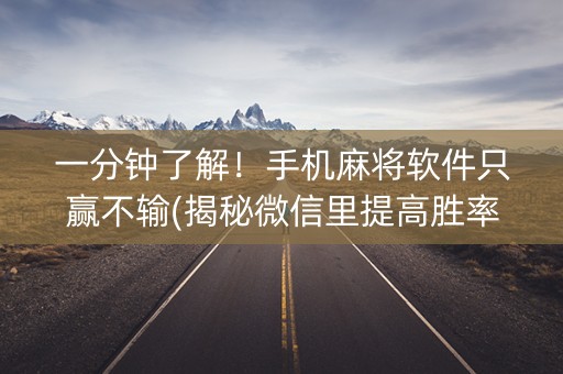 一分钟了解！手机麻将软件只赢不输(揭秘微信里提高胜率)