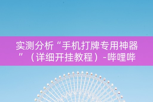 实测分析“手机打牌专用神器”（详细开挂教程）-哔哩哔哩