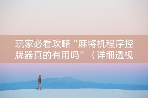 玩家必看攻略“麻将机程序控牌器真的有用吗”（详细透视教程）-哔哩哔哩