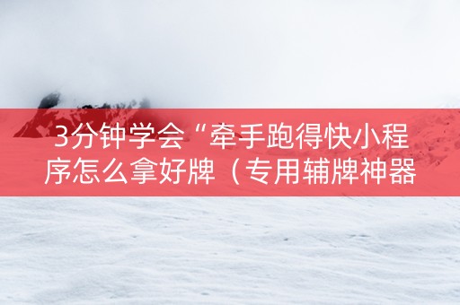 3分钟学会“牵手跑得快小程序怎么拿好牌（专用辅牌神器免安装）
