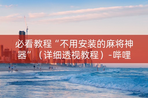 必看教程“不用安装的麻将神器”（详细透视教程）-哔哩哔哩