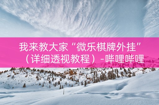 我来教大家“微乐棋牌外挂”（详细透视教程）-哔哩哔哩