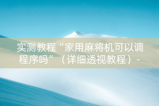 实测教程“家用麻将机可以调程序吗”（详细透视教程）-哔哩哔哩