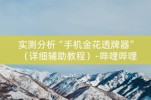 实测分析“手机金花透牌器”（详细辅助教程）-哔哩哔哩