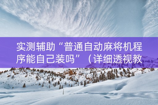 实测辅助“普通自动麻将机程序能自己装吗”（详细透视教程）-哔哩哔哩