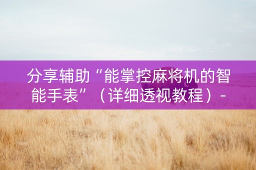分享辅助“能掌控麻将机的智能手表”（详细透视教程）-哔哩哔哩