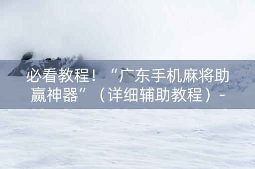 必看教程！“广东手机麻将助赢神器”（详细辅助教程）-哔哩哔哩