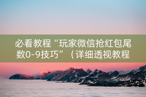 必看教程“玩家微信抢红包尾数0-9技巧”（详细透视教程）-哔哩哔哩