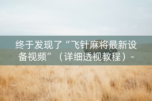 终于发现了“飞针麻将最新设备视频”（详细透视教程）-哔哩哔哩