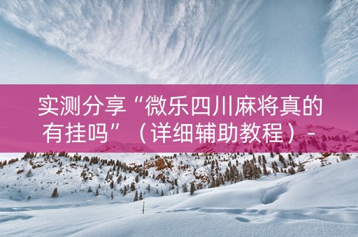 实测分享“微乐四川麻将真的有挂吗”（详细辅助教程）-哔哩哔哩