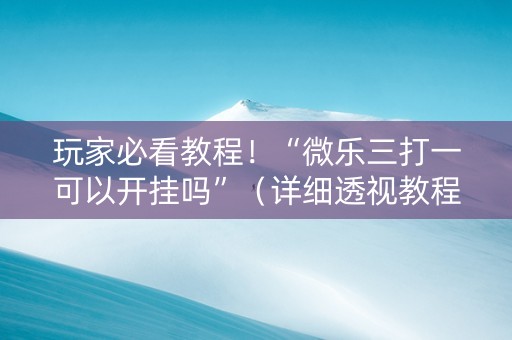玩家必看教程！“微乐三打一可以开挂吗”（详细透视教程）-哔哩哔哩