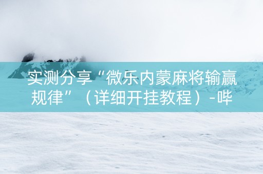 实测分享“微乐内蒙麻将输赢规律”（详细开挂教程）-哔哩哔哩