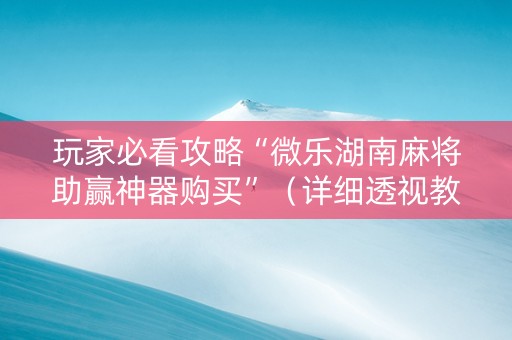 玩家必看攻略“微乐湖南麻将助赢神器购买”（详细透视教程）-哔哩哔哩