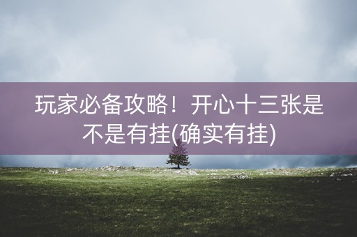 玩家必备攻略！开心十三张是不是有挂(确实有挂)