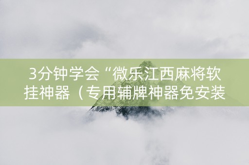 3分钟学会“微乐江西麻将软挂神器（专用辅牌神器免安装）