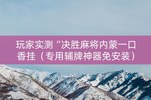 玩家实测“决胜麻将内蒙一口香挂（专用辅牌神器免安装）