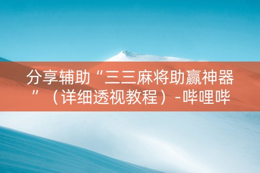 分享辅助“三三麻将助赢神器”（详细透视教程）-哔哩哔哩