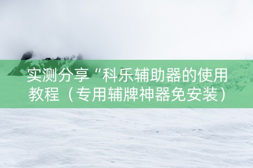 实测分享“科乐辅助器的使用教程（专用辅牌神器免安装）