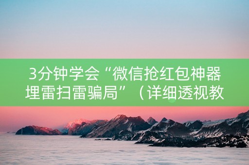 3分钟学会“微信抢红包神器埋雷扫雷骗局”（详细透视教程）-哔哩哔哩