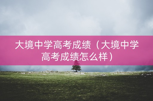 大境中学高考成绩（大境中学高考成绩怎么样）