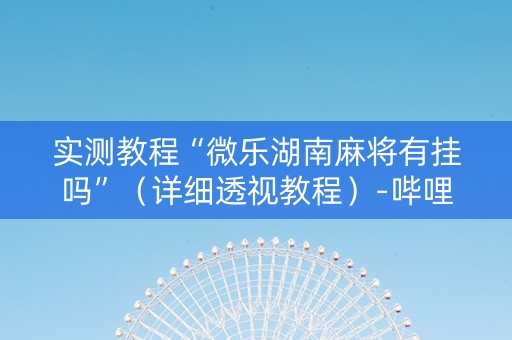 实测教程“微乐湖南麻将有挂吗”（详细透视教程）-哔哩哔哩