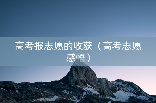 高考报志愿的收获（高考志愿感悟）