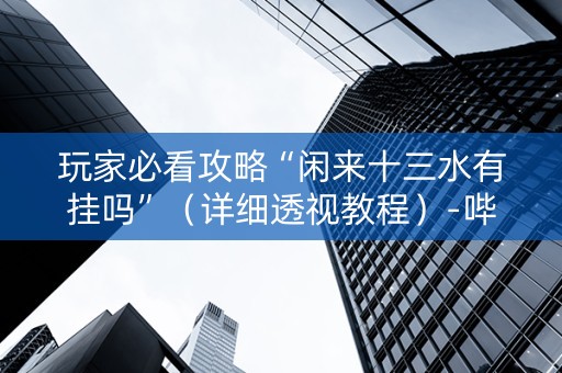 玩家必看攻略“闲来十三水有挂吗”（详细透视教程）-哔哩哔哩