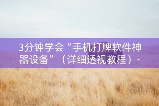 3分钟学会“手机打牌软件神器设备”（详细透视教程）-哔哩哔哩