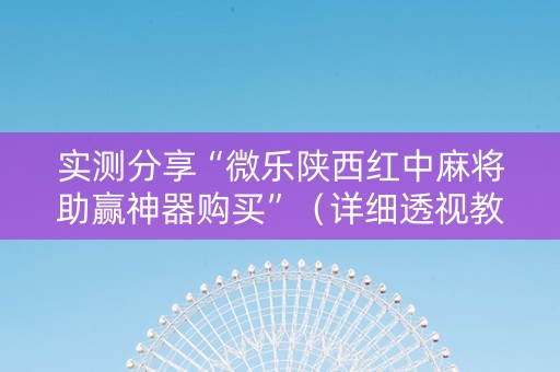 实测分享“微乐陕西红中麻将助赢神器购买”（详细透视教程）-哔哩哔哩