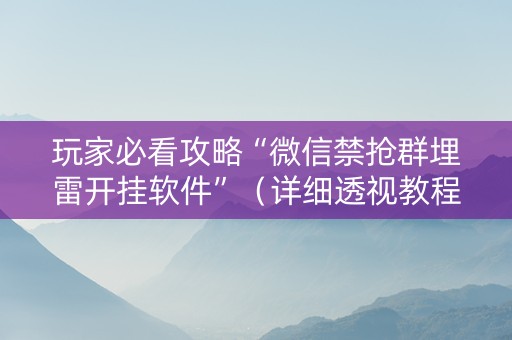 玩家必看攻略“微信禁抢群埋雷开挂软件”（详细透视教程）-哔哩哔哩