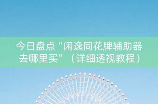 今日盘点“闲逸同花牌辅助器去哪里买”（详细透视教程）-哔哩哔哩