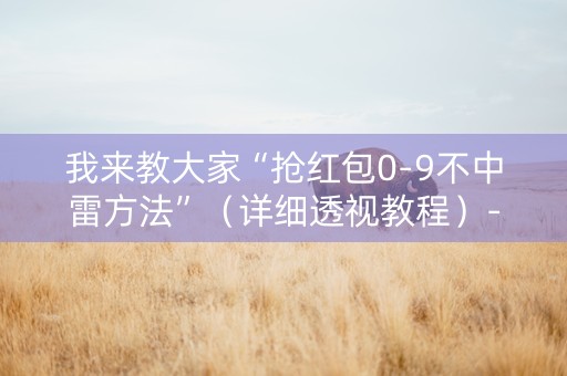 我来教大家“抢红包0-9不中雷方法”（详细透视教程）-哔哩哔哩