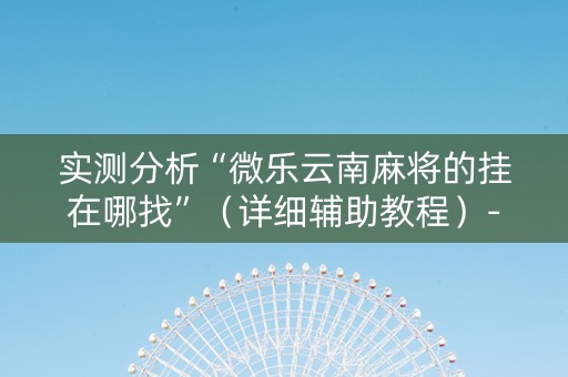 实测分析“微乐云南麻将的挂在哪找”（详细辅助教程）-哔哩哔哩