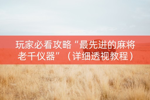 玩家必看攻略“最先进的麻将老千仪器”（详细透视教程）-哔哩哔哩