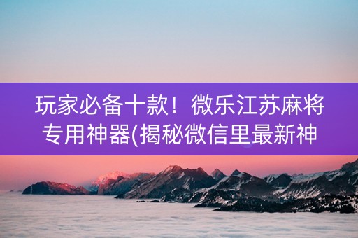 玩家必备十款！微乐江苏麻将专用神器(揭秘微信里最新神器下载)