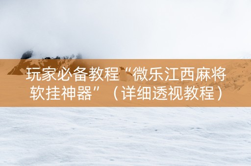 玩家必备教程“微乐江西麻将软挂神器”（详细透视教程）-哔哩哔哩