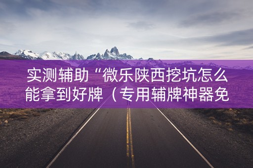 实测辅助“微乐陕西挖坑怎么能拿到好牌（专用辅牌神器免安装）