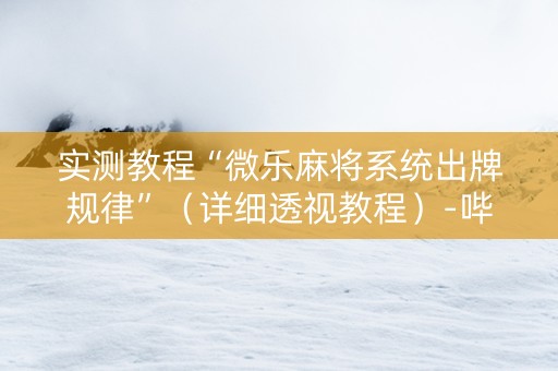 实测教程“微乐麻将系统出牌规律”（详细透视教程）-哔哩哔哩
