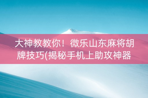 大神教教你！微乐山东麻将胡牌技巧(揭秘手机上助攻神器)