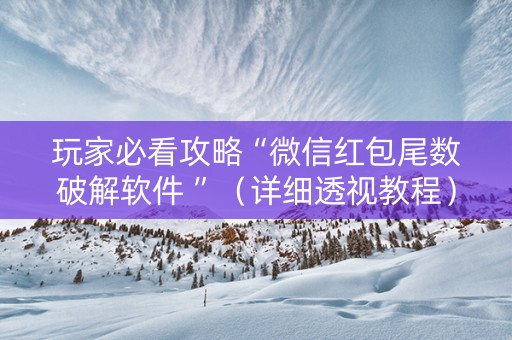 玩家必看攻略“微信红包尾数破解软件 ”（详细透视教程）-哔哩哔哩