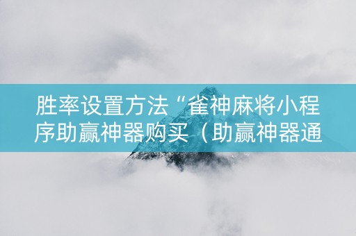 胜率设置方法“雀神麻将小程序助赢神器购买（助赢神器通用版）