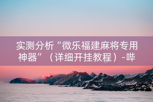 实测分析“微乐福建麻将专用神器”（详细开挂教程）-哔哩哔哩