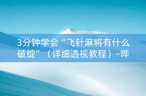 3分钟学会“飞针麻将有什么破绽”（详细透视教程）-哔哩哔哩