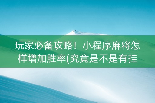 玩家必备攻略！小程序麻将怎样增加胜率(究竟是不是有挂)