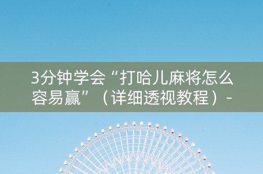 3分钟学会“打哈儿麻将怎么容易赢”（详细透视教程）-哔哩哔哩
