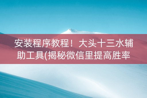 安装程序教程！大头十三水辅助工具(揭秘微信里提高胜率)