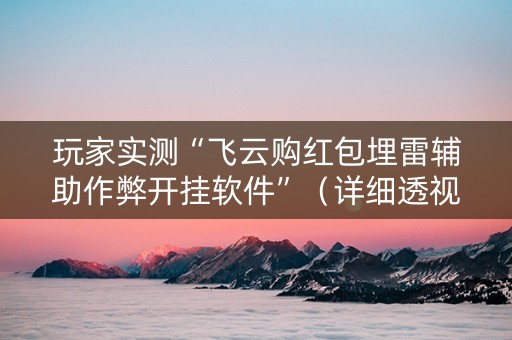 玩家实测“飞云购红包埋雷辅助作弊开挂软件”（详细透视教程）-哔哩哔哩