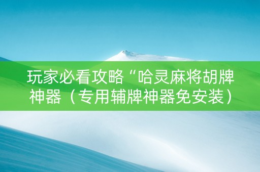 玩家必看攻略“哈灵麻将胡牌神器（专用辅牌神器免安装）